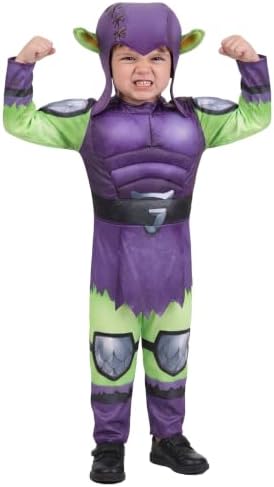 Toddler Boys Gobby Costume | Kids Spidey and His Amazing Friends Green Goblin Jumpsuit, Headpiece