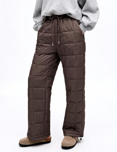 PEHMEA Womens Winter Snow Pants Windproof Warm Wide Leg Ski Casual Trousers
