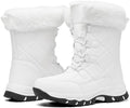 Women's Snow Boots Winter Water-Resistant Faux Fur Lined Warm Outdoor Lace Up Mid-Calf Booties Deep Tread Rubber Sole