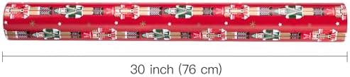 WRAPAHOLIC 30 Inch Jumbo Reversible Nutcracker Christmas Wrapping Paper - 30 Inch x 100 Feet Jumbo Roll Red Nutcracker and Snowflake Wrapping Paper for Christmas, Holiday, Party
