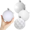 White 4.0" Large Christmas Balls - Christmas Tree Decoration Ornaments Shatterproof Hanging Balls for Birthday Halloween Holiday Wedding Decorations Set of 4pcs