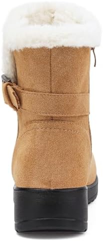 Womens Snow Boots Leather Winter Warm Boots Platform Ankle Booties