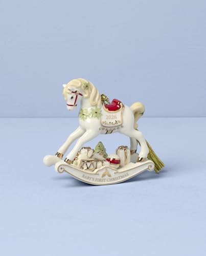 Lenox 2026 Babys 1st Christmas Vintage Rocking Horse Ornament