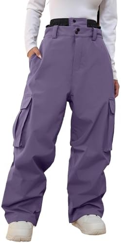Women's Baggy Snow Snowboard Pants Loose Fit Cargo Ski Pants Bibs Insulated