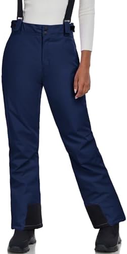 Women's Snow Ski Pants Insulated Winter Warm Outdoor Waterproof Snowboard Pants Bibs Detachable Suspender