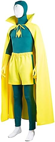 5Pcs Vision Costume Adults Jumpsuit with Cloak Shorts Gloves Outfits Accessories for Mens Halloween Cosplay