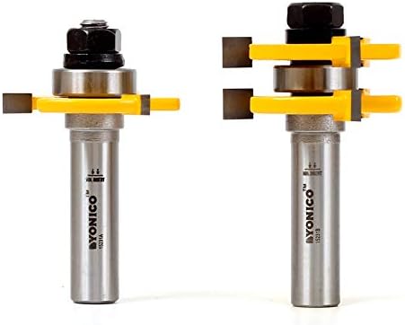 YONICO Router Bits Tongue & Groove Set 1/4-Inch Plywood Panel 2 Bit 1/2-Inch Shank 15231