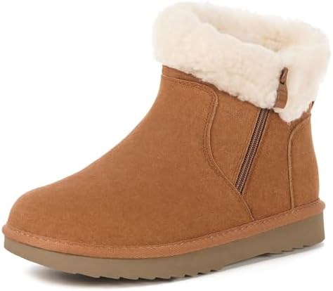 Hsyooes Snow Boots for Women Suede Leather Winter Boots Warm