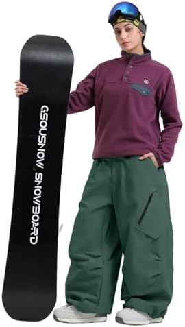 GSOU SNOW Mens Womens Ski Snow Pants Baggy Snowboard Pants Waterproof