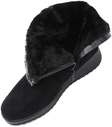 Womens Snow Boots Leather Winter Warm Boots Platform Ankle Booties