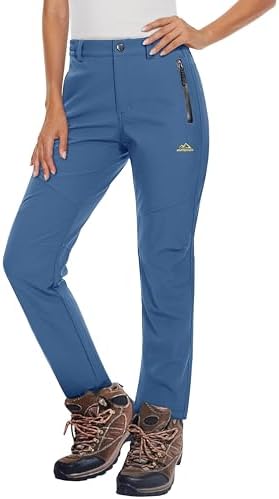 MAGCOMSEN Women's Fleece Lined Waterproof Insulated Snow Ski Pants Winter Warm Hiking Pants Outdoor Softshell