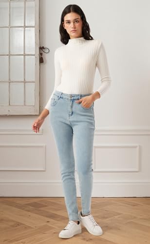 Yehopere Women's Winter Fleece Lined Jeans Slim Fit Warm Skinny High Waist Denim Jean
