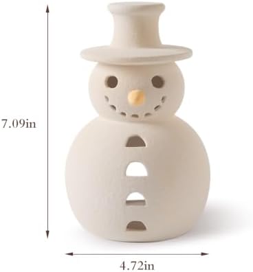 Christmas Decorations, 7.1" Handmade Terracotta Christmas Snowman Figurine