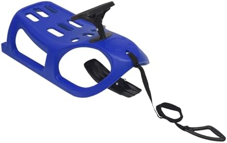 Snow Sled for Kids, Single Rider Winter Sleigh with Steering Wheel & Pull Rope, Outdoor Winter Toboggan, 220 Lbs Load Capacity, Pull Rope Saddle-Shaped Seat Sled for Snow Tubing & Sledding(Blue)