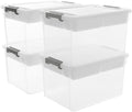 Citylife 32QT 4Packs Clear Craft Organizers and Storage Box with Tray