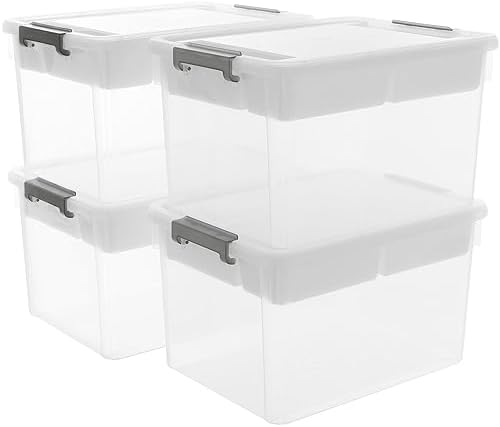 Citylife 32QT 4Packs Clear Craft Organizers and Storage Box with Tray