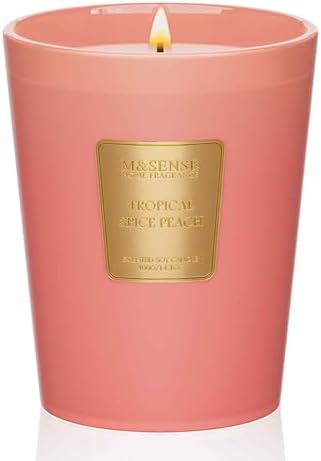 M&SENSE Tropical Spice Peach Soy Candle, 14.1oz, Summer Fruit Scent
