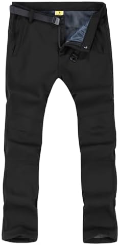 TBMPOY Men's Snow Ski Hiking Pants Waterproof Winter Fleece Lined Pants Camping Skiing Ice Fishing Pants with Belt