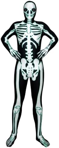 Uisozsfeb Men's Skeleton Costume Glow in Dark Jumpsuit Light Up Bodysuit
