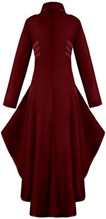 AI'MOURI Gothic Tailcoat Halloween Costumes for Women, Medieval Irregular Hem Steampunk Corset Victorian Tailcoat Jacket