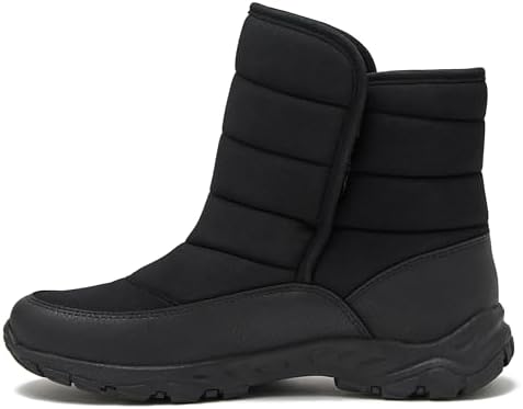 Lands' End Expedition Quilted Slip On Mens Snow Boots Insulated Winter Boots for Men Waterproof with Hook & Loop Closure, Medium or Wide Width Winter Shoes