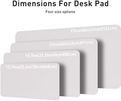 Aothia Large PU Leather Desk Pad Protector – Non-Slip Mouse Pad & Writing Mat for Office/Home, Waterproof, Easy to Clean (48" x 17", Pale Lavender White)