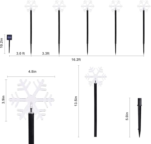 10 Pack Christmas Solar Pathway Lights, Snowflake Outdoor Decorations