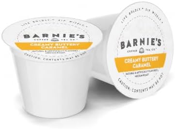 Barnie's Coffee Creamy Buttery Caramel Single Serve Coffee Pods with Creamy and Smooth Caramel Flavor, Medium Roast Arabica Coffee Beans Compatible with Keurig Brewers, 48 Count