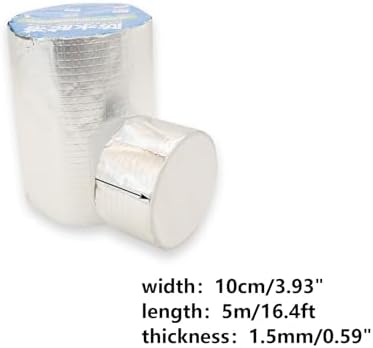 Butyl Tape Waterproof Tape, Aluminum Foil Duct Sealing Tape for RV Repair,Window,Silicone,Boat and Pipe Sealing,Glass & EDPM Rubber Roof Patching,Silver(10cm*5m/3.93"*16.4ft-1.5mm Thick)
