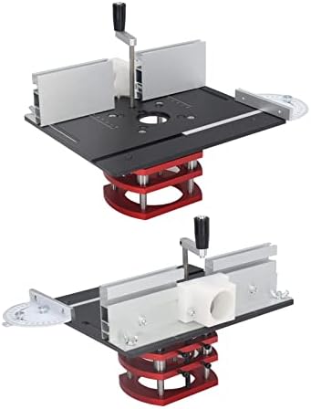 Kadimendium Router with Top Plate Router Lifting Base Woodworking Slotting Trimming Chamfering Table Top Router Table Lifting System Base (Black)