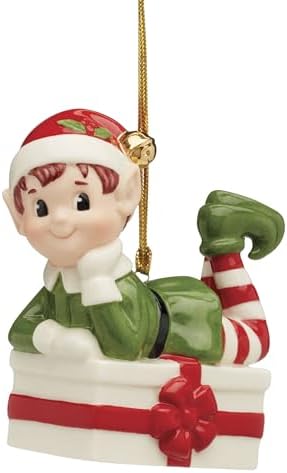 Lenox 896180 Elf Sitting On Present Christmas Tree Ornament