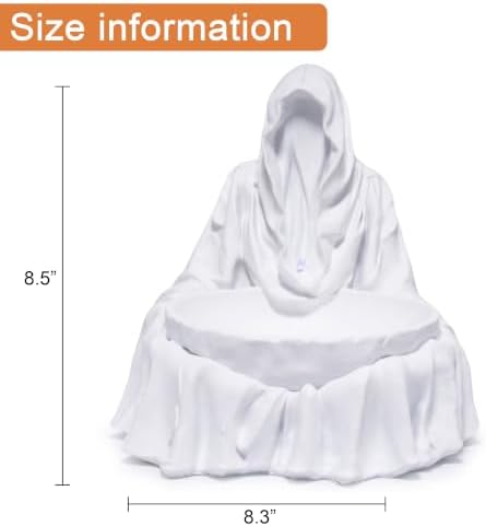 basen Halloween Candy Bowl, White LED Grim Reaper Resin Tabletop Decor