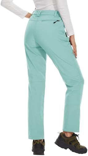 MAGCOMSEN Women's Fleece Lined Waterproof Insulated Snow Ski Pants Winter Warm Hiking Pants Outdoor Softshell