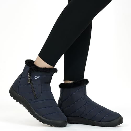 Alicegana Snow Boots for Women Winter: Warm Fur Lined Ankle Booties Comfortable Waterproof Slip On Lightweight Womens Boots