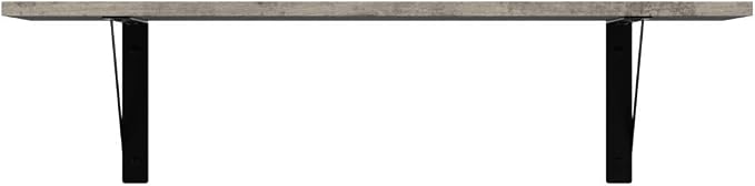 DINZI LVJ Wall Shelves, 23.6 x 7.9 x 6.1 Inch Floating Shelves for Wall, Set of 2, Easy-to-Install Wall Storage Ledges with Sturdy Metal Brackets for Living Room, Bathroom, Kitchen, Gray Wash
