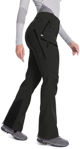 Moosehill Women's Snow Pants Flared: Zipper Mesh Vents Water Resistant