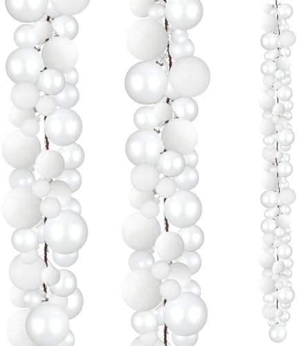 2 Pcs 6 ft Christmas Ball Ornament Garland, White