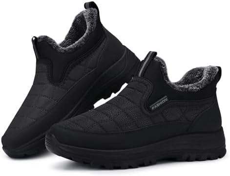SHIBEVER Winter Snow Boots for Women: Slip On Ankle Fur Lined Warm Boot