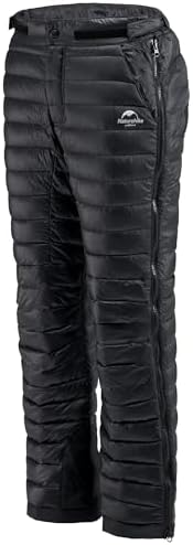 Naturehike Side Zipper Down Pants, Men's Women's Winter Snow Ski Pants, Windproof Warm Insulated Puffy Trousers