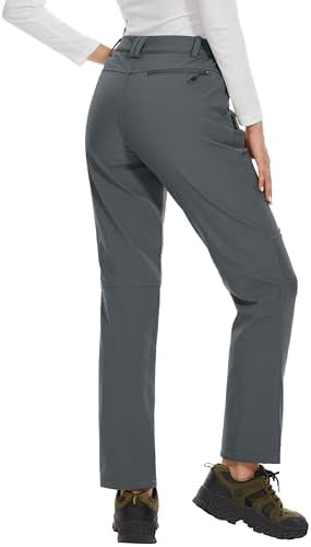 MAGCOMSEN Women's Fleece Lined Waterproof Insulated Snow Ski Pants Winter Warm Hiking Pants Outdoor Softshell