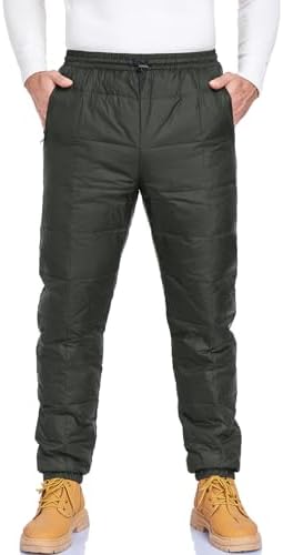 Men's Snow Ski Pants Winter Warm Down Pants Insulated Puffer Trousers