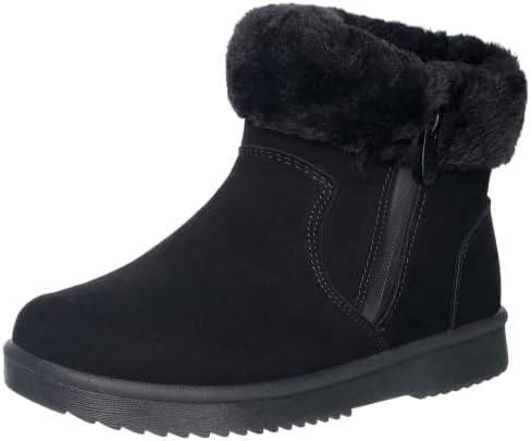Hsyooes Snow Boots for Women Suede Leather Winter Boots Warm