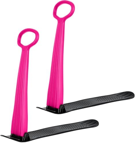 Slippery Racer Kid's Lightweight Compact Foldable Cold Resistant Downhill Outdoor Winter Ski Scooter Snow Sled for Children 4 Years and Up (Pink, 2)