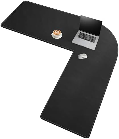 Chihein L-Shaped Desk Pad for Home Office Black (57.1”+ 57.1”) x 19.7”