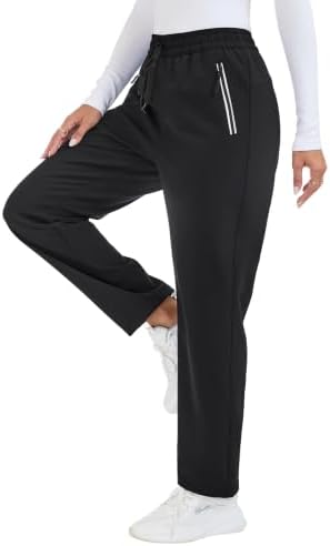 Women's Fleece Lined Snow Pants Water Resistant Insulated Ski Pants with 4 Zipper Pockets for Hiking Winter Outdoor