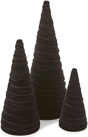 Black Velvet Trees Set of 3, Modern Black and White, Holiday Entryway, Winter Home Mantel, Valentine Tabletop Tree, Centerpiece Holiday Table, Minimalist (Black)