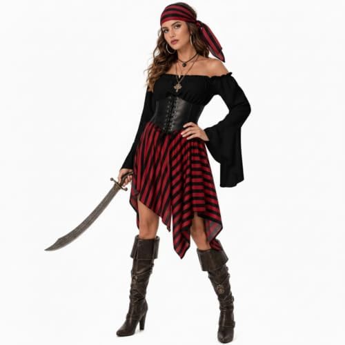 Shihanee Women Pirate Costume Outfits Renaissance Halloween