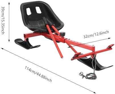 Snow Racer Sled, 198LBS Capacity Adjustable Length Snow Racer Scooter with 5.9ft Rope, Plastic Modern Red Ski Slider for Outdoor Skiing, Skating, Sand Sliding