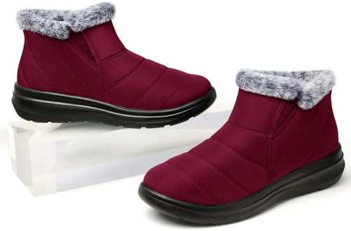 SHIBEVER Winter Snow Boots for Women: Slip On Ankle Fur Lined Warm Boot