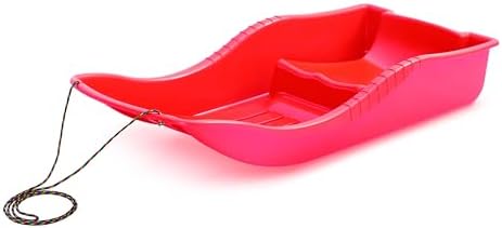 Snow Sled for Kids - SnowBoat Sledge - Single Rider Toboggan with Pull Rope; Outdoor Plastic Winter Sleigh for Toddlers & Kids